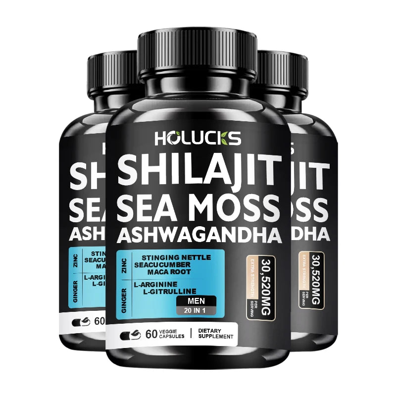 Advanced Shilajit & Sea Moss Supplement, with L-Citrulline, for Male Reproductive Health, Stamina & Immune Defense, Non-GMO
