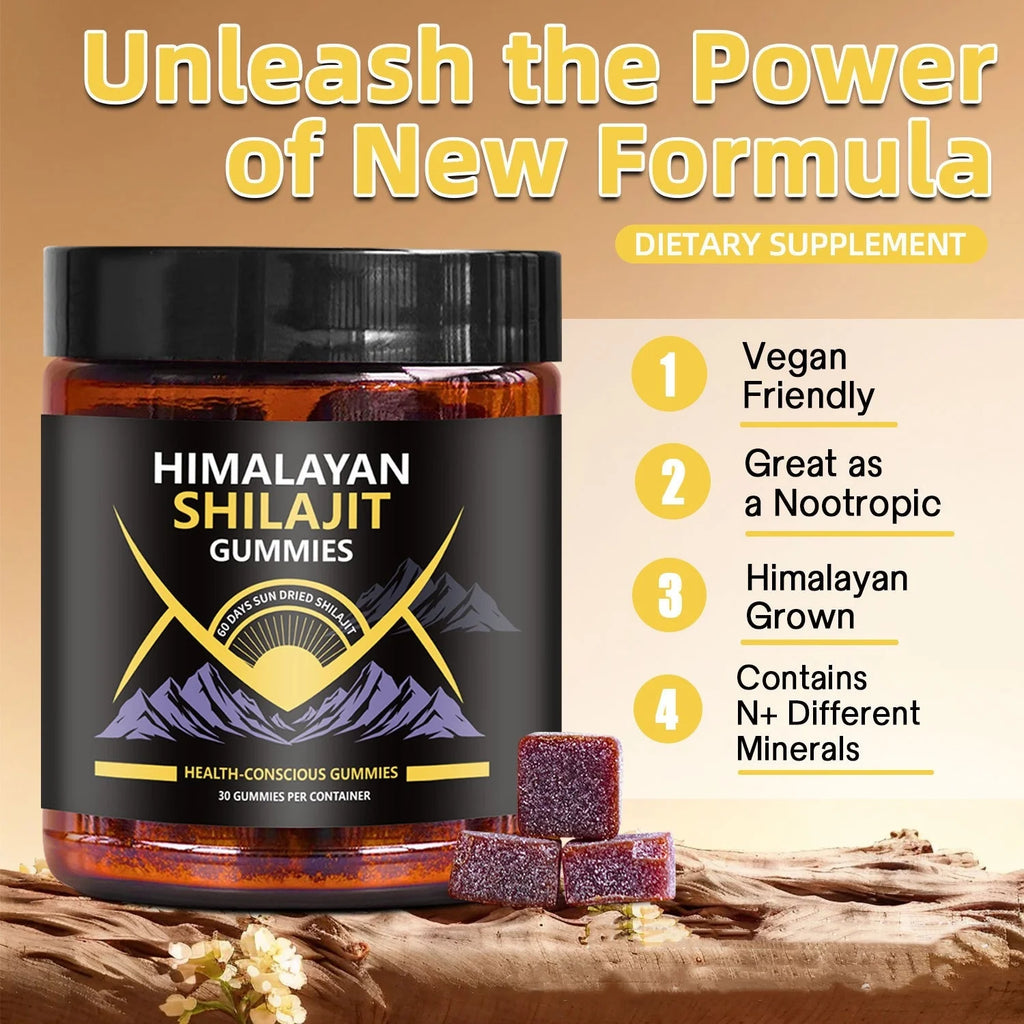 Shilajit Gummies | Peach Vanilla Flavor - Heart, Cellular & Brain Health I for Men, Women I Non-GMO I 100% Natural & I 30 Gummy