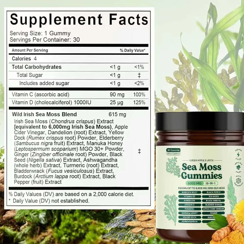 16-in-1 Sea Moss Gummies with Ashwagandha & Black Seed Oil