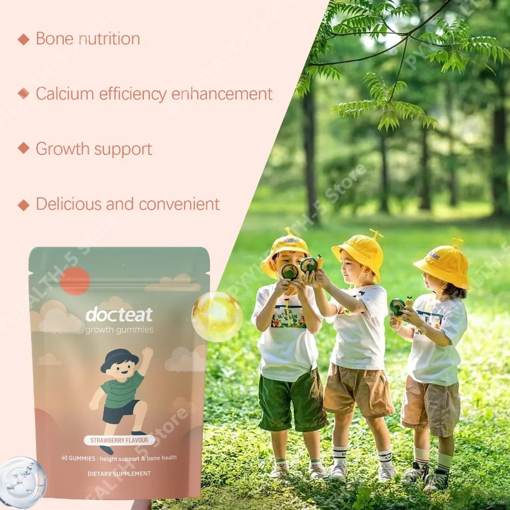 Chewable Growth Gummies for Kids | Strawberry Calcium Support