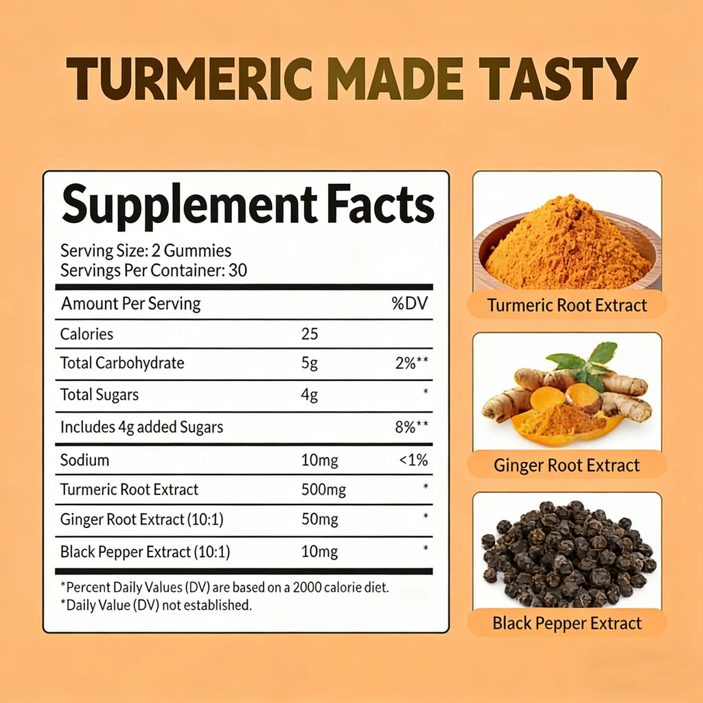 Vegan Turmeric Ginger Gummies for Joint & Immune Support