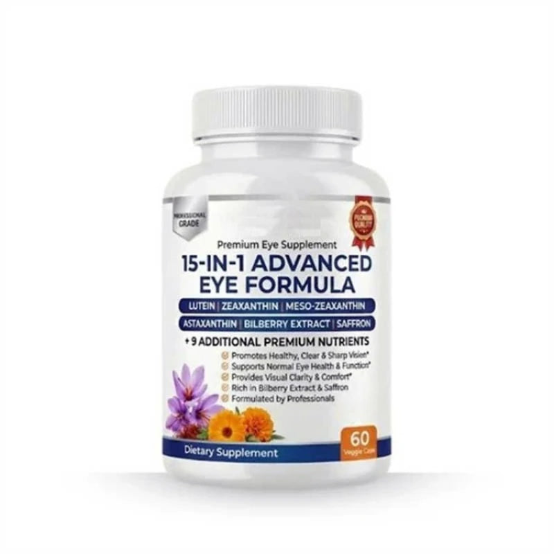 15 in 1 Advanced Eye Health Support Supplement with Lutein Zeaxanthin Astaxanthin – Daily Vision Nutrition Capsules
