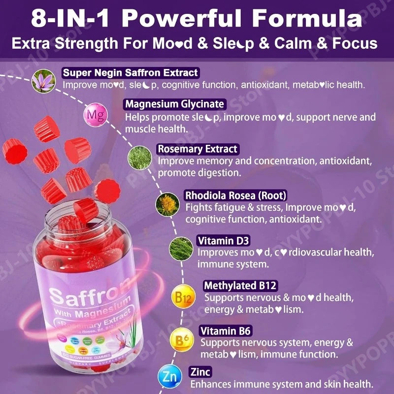 Sugar-Free Saffron Gummies for Calm, Focus & Rest