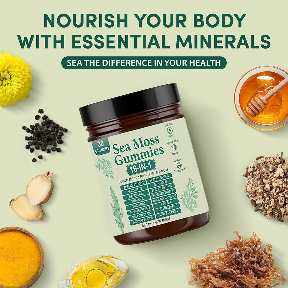 16-in-1 Sea Moss Gummies for Immune Health & Vitality Boost