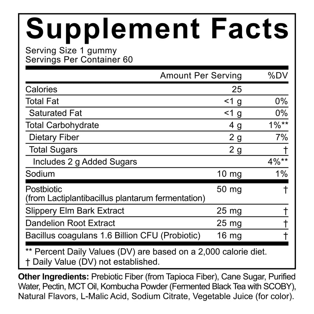 Probiotic Kombucha Gummies for Digestive Health | 60 Berry Gummies