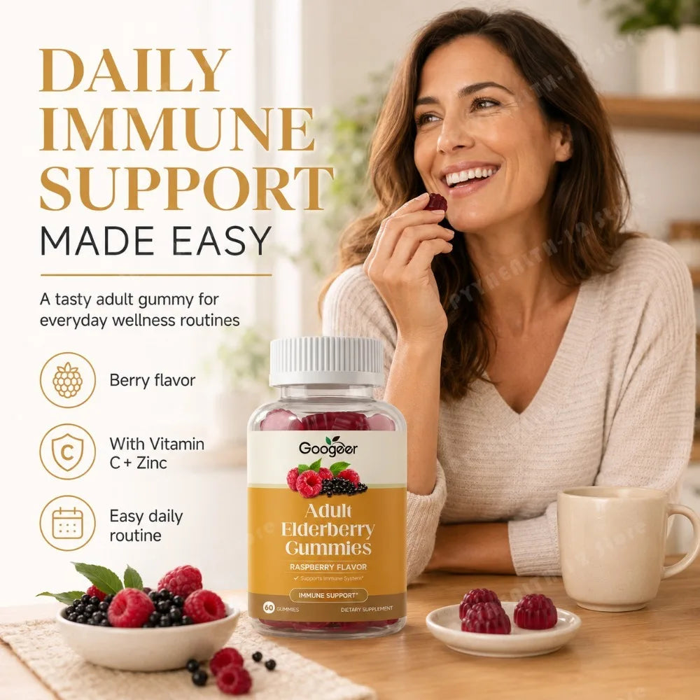 Black Elderberry Gummies with Vitamin C & Zinc | Immune Boosting Support