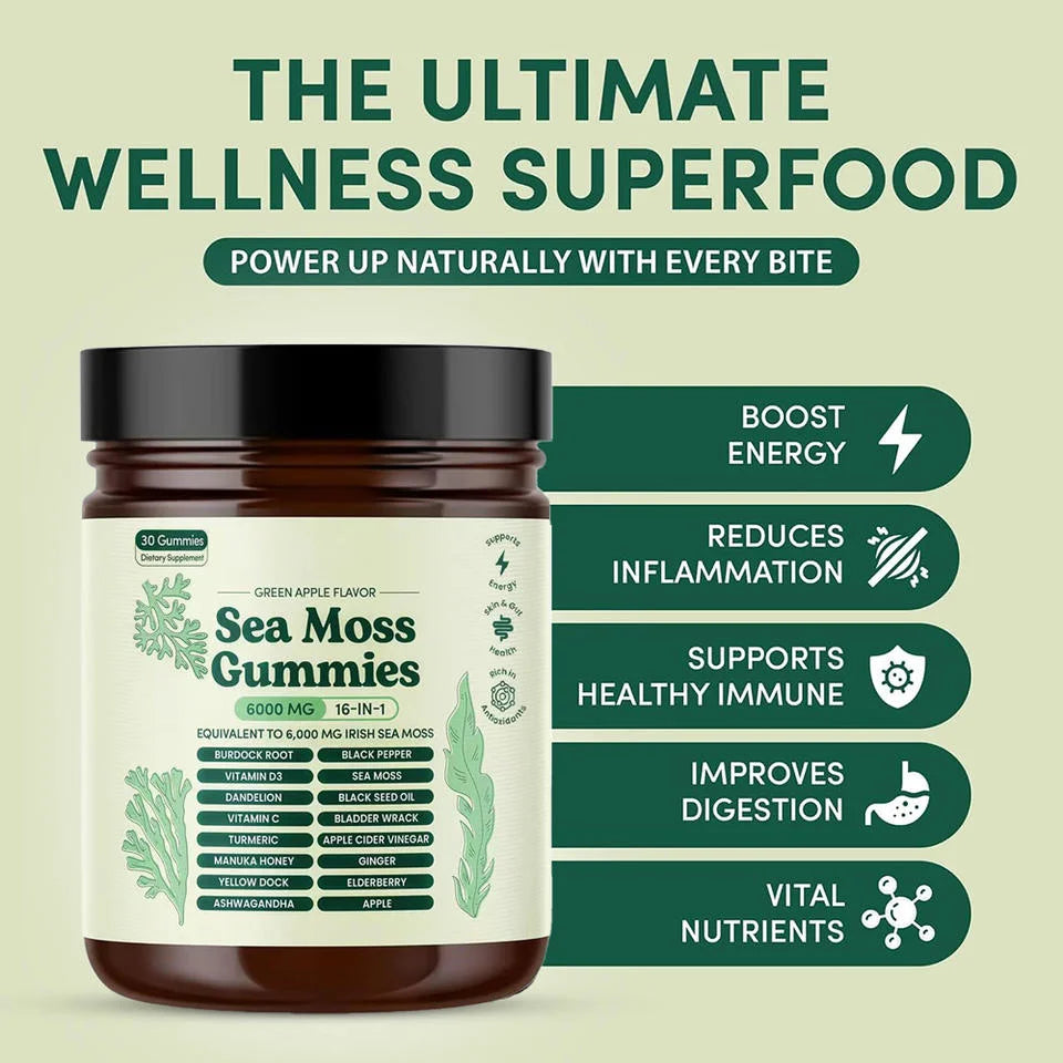 16-in-1 Sea Moss Gummies with Ashwagandha & Black Seed Oil