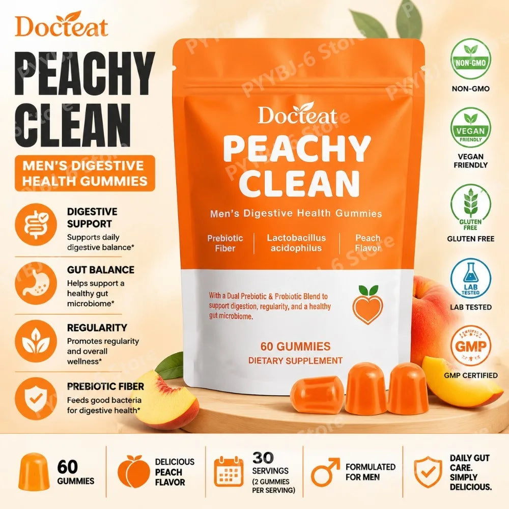 Men's Digestive Health Gummies | Delicious Peach Probiotic Blend
