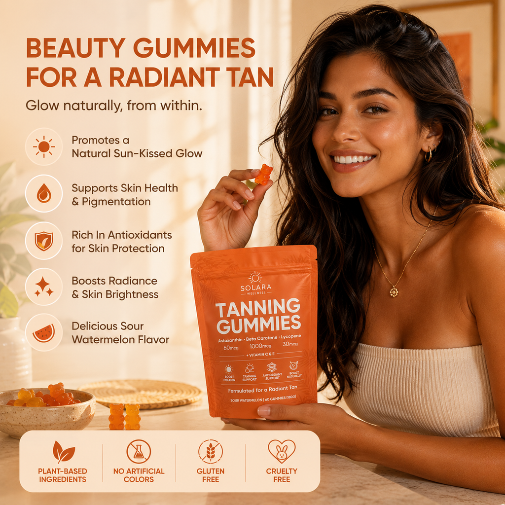 SOLARA WELLNESS Women's Tanning Gummies | Enhance Your Radiant Glow Naturally